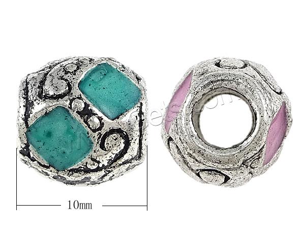 Emaille Messing Europa Perlen, Trommel, plattiert, ohne troll, keine, 10x10mm, Bohrung:ca. 5mm, verkauft von PC
