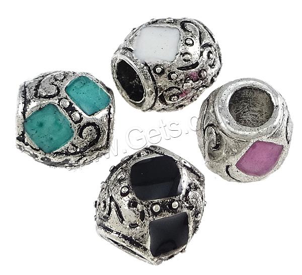 Enamel Brass European Beads, Drum, plated, without troll, more colors for choice, 10x10mm, Hole:Approx 5mm, Sold By PC