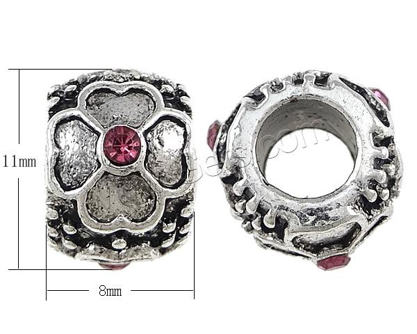 Strass Messing Europa Perlen, Trommel, plattiert, ohne troll & mit Strass, keine, 8x11mm, Bohrung:ca. 5mm, verkauft von PC
