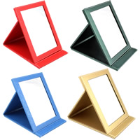 PU Leather Cosmetic Mirror, with Glass & PVC Plastic, Rectangle 