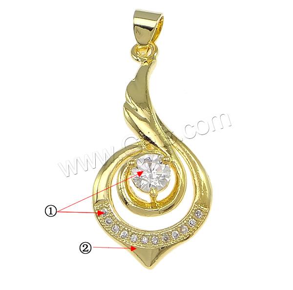 Cubic Zirconia Micro Pave Brass Pendant, plated, micro pave 13 pcs cubic zirconia, more colors for choice, 14x29x5mm, Hole:Approx 3x4mm, Sold By PC