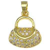 Cubic Zirconia Micro Pave Brass Pendant, Handbag, plated, micro pave 33 pcs cubic zirconia Approx 
