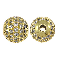 Cubic Zirconia Micro Pave Brass Beads, Round, plated, micro pave 75 pcs cubic zirconia 12mm Approx 2.5mm 