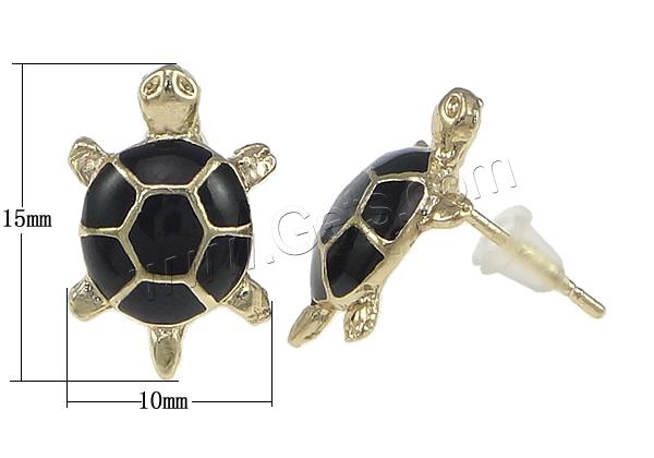 Enamel Zinc Alloy Stud Earring, with rubber earnut, stainless steel post pin, Turtle, plated, more colors for choice, nickel, lead & cadmium free, 10x15x3mm, Sold By Pair