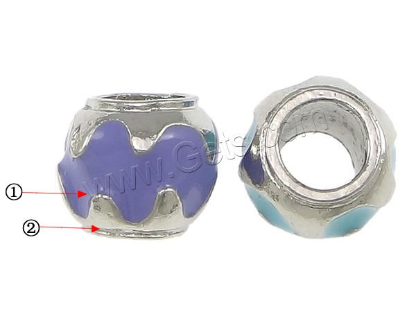 Enamel Zinc Alloy European Beads, Drum, plated, without troll, more colors for choice, nickel, lead & cadmium free, 9.5x8mm, Hole:Approx 5mm, Sold By PC