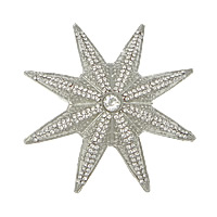Zinc Alloy Jewelry Cabochons, Flower, platinum color plated, with rhinestone, lead & cadmium free 