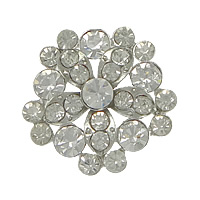 Zinc Alloy Shank Button, Flower, platinum color plated, with rhinestone, lead & cadmium free Approx 3.5mm 