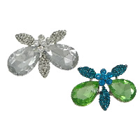 Zinc Alloy Jewelry Cabochons, with Glass, platinum color plated, flat back & faceted & with rhinestone lead & cadmium free 