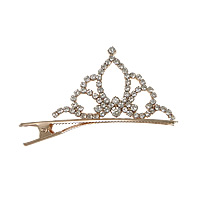 Alligator Hair Clip, Zinc Alloy, Crown, gold color plated, with rhinestone, lead & cadmium free 