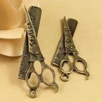Zinc Alloy Scissors Pendants, antique bronze color plated, with letter pattern, nickel, lead & cadmium free Approx 1.5-2.5mm 