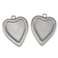 Stainless Steel Pendant Setting, Heart, original color Approx 2mm, Inner Approx 