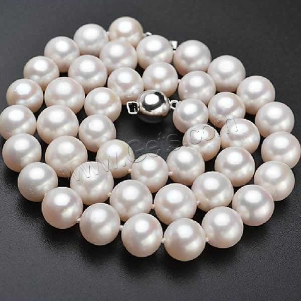 Natural Freshwater Pearl Necklace, brass box clasp, Round, different size for choice, more colors for choice, Length:Approx 17.5 Inch, Sold By Strand