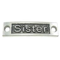 Zinc Alloy Connector Bar, Rectangle, word sister, plated, 1/1 loop Approx 3mm, Approx 