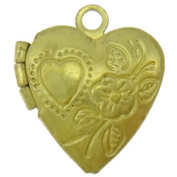 Brass Locket Pendants, Heart, plated, with flower pattern Approx 1.5mm, Inner Approx 