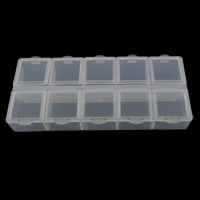 Plastic Bead Container, Rectangle, transparent & 10 cells 