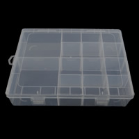 Plastic Bead Container, Rectangle, transparent & 14 cells 