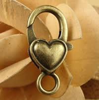 Zinc Alloy Lobster Clasp, Heart, antique bronze color plated, nickel, lead & cadmium free Approx 1.5-2.5mm 
