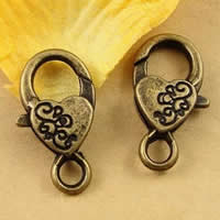 Zinc Alloy Lobster Clasp, Heart, antique bronze color plated, nickel, lead & cadmium free Approx 1.5-2.5mm 