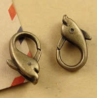 Zinc Alloy Lobster Clasp, Dolphin, antique bronze color plated, nickel, lead & cadmium free Approx 1.5-2.5mm 