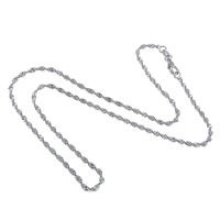 Cadena de collar de cable enlazado de latón, metal, chapado en color de platina, Cadena de Singapur, 2mm, longitud:aproximado 16 Inch, Vendido por Sarta