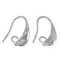 Stainless Steel Hook Earwire, Brass, platinum color plated, with loop 0.9mm Approx 2mm 
