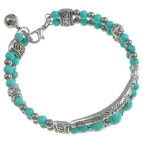 Zinc Alloy Turquoise Bracelets, with Black Vein Turquoise, brass lobster clasp, antique silver color plated, charm bracelet, nickel, lead & cadmium free Approx 6 Inch 