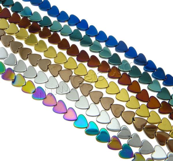 Non Magnetic Hematite Beads, Heart, plated, different size for choice, more colors for choice, Hole:Approx 1mm, Length:Approx 15.7 Inch, Sold By Strand