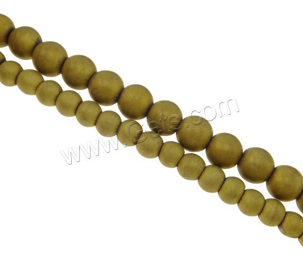 Perles hématite non-magnétique, hématite non magnétique, Rond, normes différentes pour le choix & givré, Jaune, Trou:Environ 2mm, Longueur:Environ 15.7 pouce, Vendu par brin