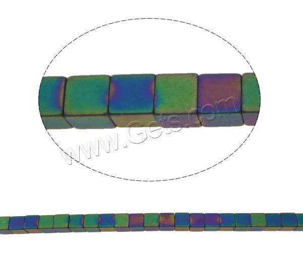 Non Magnetic Hematite Beads, Cube, plated, different size for choice & frosted, more colors for choice, Hole:Approx 1mm, Length:Approx 15.7 Inch, Sold By Strand