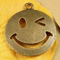 Character Shaped Zinc Alloy Pendants, Smiling Face, antique bronze color plated, nickel, lead & cadmium free, 23mm Approx 1.5-2.5mm 