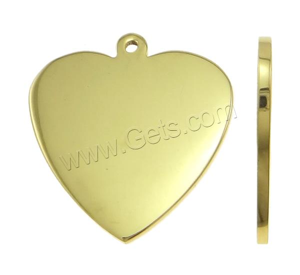 Stainless Steel Tag Charm, Heart, gold color plated, laser pattern & Customized, nickel, lead & cadmium free, 18x18.5x1.5mm, Hole:Approx 1mm, 10PCs/Bag, Sold By Bag