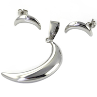 Fashion Stainless Steel Jewelry Sets, pendant & earring, Moon, original color  