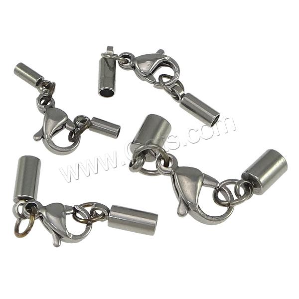 Stainless Steel Lobster Claw Cord Clasp, plated, different size for choice & with end cap, more colors for choice, Sold By PC