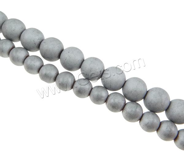 Perles hématite non-magnétique, hématite non magnétique, Rond, normes différentes pour le choix & givré, gris, Trou:Environ 2mm, Longueur:Environ 15.5 pouce, Vendu par brin