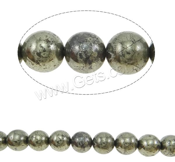 Goldene Pyrit Perlen, rund, verschiedene Größen vorhanden, Bohrung:ca. 1mm, Länge:ca. 15.5 ZollInch, verkauft von Strang
