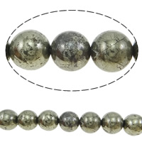 Pyrite dorée perles, Rond, normes différentes pour le choix Environ 1mm Environ 15.5 pouce, Vendu par brin