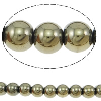 Pirita oro perlas, Pirita de Oro, Esférico, diverso tamaño para la opción, agujero:aproximado 1-1.5mm, longitud:aproximado 15.5 Inch, Vendido por Sarta