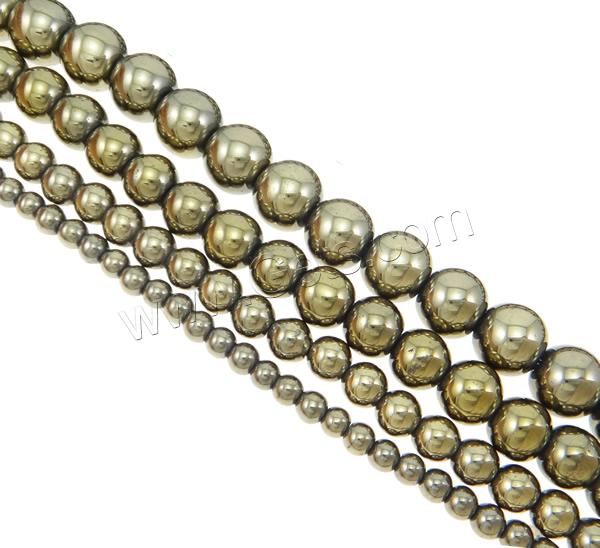 Goldene Pyrit Perlen, rund, verschiedene Größen vorhanden, Bohrung:ca. 1-1.5mm, Länge:ca. 15.5 ZollInch, verkauft von Strang