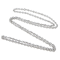 Stainless Steel Sweater Chain Necklace, plated, oval chain 1mm Inch 