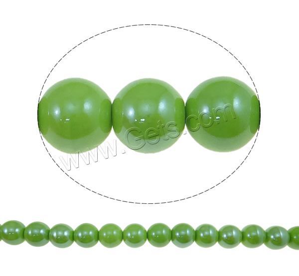 Perlmuttartige Porzellan Perlen, rund, glaciert, verschiedene Größen vorhanden & glänzend, keine, Bohrung:ca. 2mm, verkauft von PC