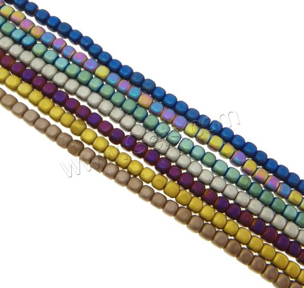 Non Magnetic Hematite Beads, Cube, plated, different size for choice, more colors for choice, Hole:Approx 1mm, Length:Approx 15.5 Inch, Sold By Strand