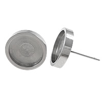Stainless Steel Earring Stud Component, Flat Round 0.8mm 
