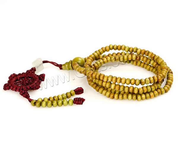 108 Mala Beads, Green Sandalwood, with Nylon Cord, Round, different length for choice & Buddhist jewelry, 6mm, 150Strands/Lot, Sold By Lot