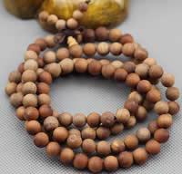 108 Mala Beads, Sandalwood, with nylon elastic cord, Round & Buddhist jewelry 