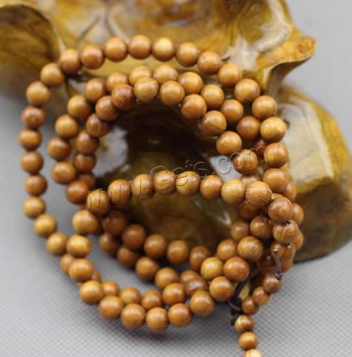 108 Perlen Mala, goldene Sandelholz, mit elastische Nylonschnur, rund, unterschiedliche Länge der Wahl & buddhistischer Schmuck & verschiedene Größen vorhanden, 20SträngeStrang/Menge, verkauft von Menge