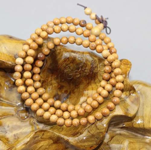 108 perles de Mala, or Santal, avec cordon élastique en nylon, Rond, longueur différente pour le choix & bijoux bouddhiste & normes différentes pour le choix, 20Strandstoron/lot, Vendu par lot