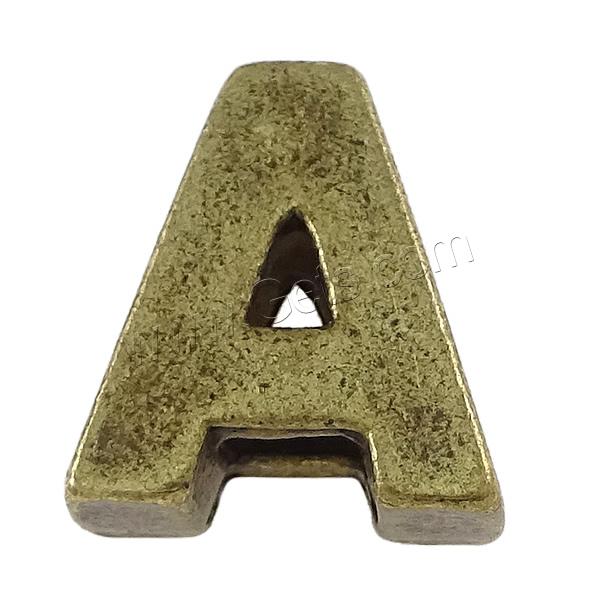Brass Slide Charm, Letter, plated, different styles for choice, more colors for choice, Hole:Approx 8x2mm, Sold By PC