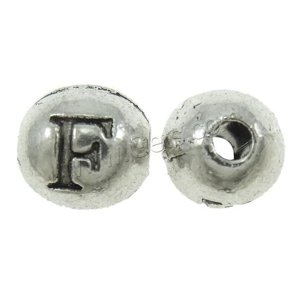 Zinc Alloy Alphabet Beads, Drum, plated, different styles for choice, more colors for choice, 6.5x6mm, Hole:Approx 1mm, Approx 1110PCs/KG, Sold By KG