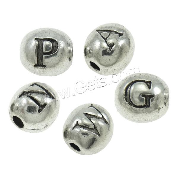 Zinc Alloy Alphabet Beads, Drum, plated, different styles for choice, more colors for choice, 6.5x6mm, Hole:Approx 1mm, Approx 1110PCs/KG, Sold By KG
