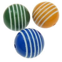 Acrylique Rayure perle, Rond, normes différentes pour le choix & couleur solide & strie, plus de couleurs à choisir Environ 2mm Vendu par sac